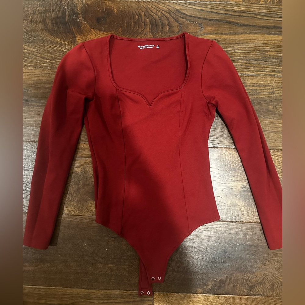 Abercrombie & Fitch Red Long Sleeve Bodysuit